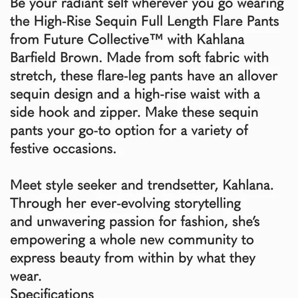 Future Collective with Kahlana Barfield Brown High-Rise Sequin Flare Pan… - Picture 3 of 16